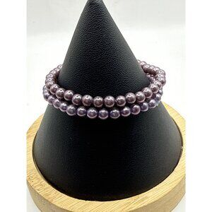 Purple Beaded Stretch Bracelets For Women